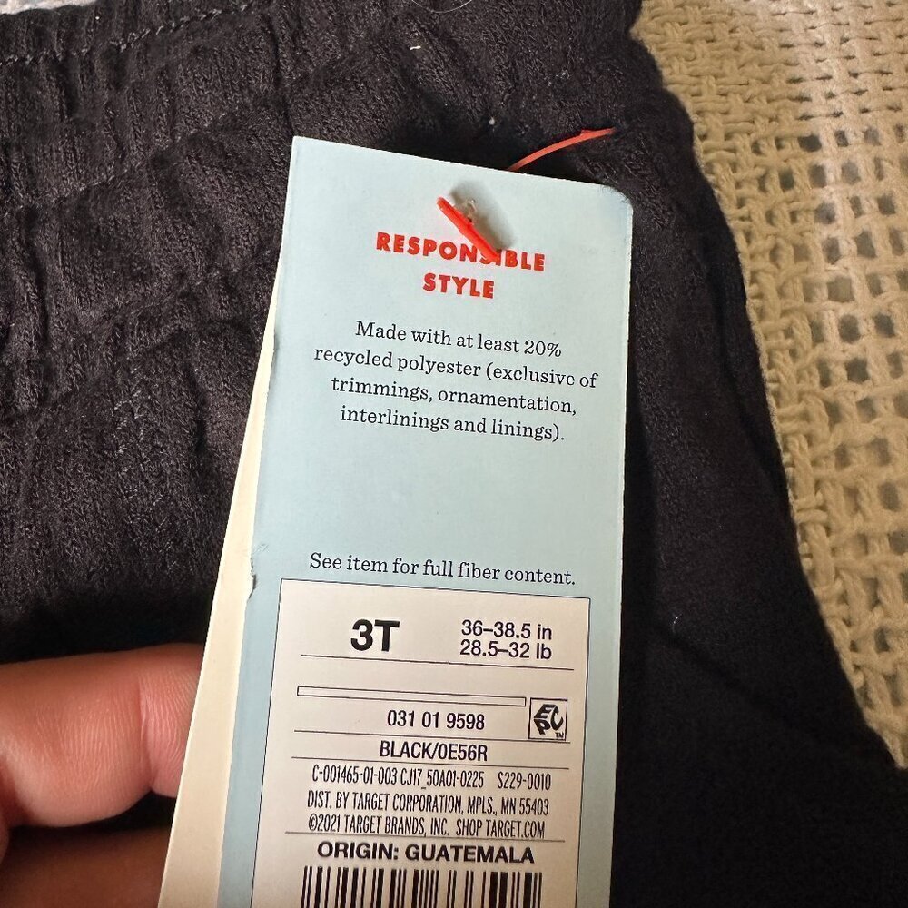 NWT Cat & Jack sz  3T - Black pants - Picture 2 of 3